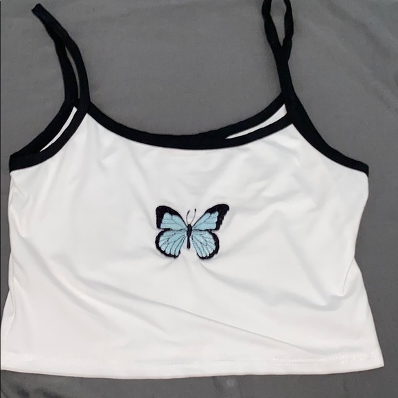Whit butterfly cropped tank top - Picture 1 of 1